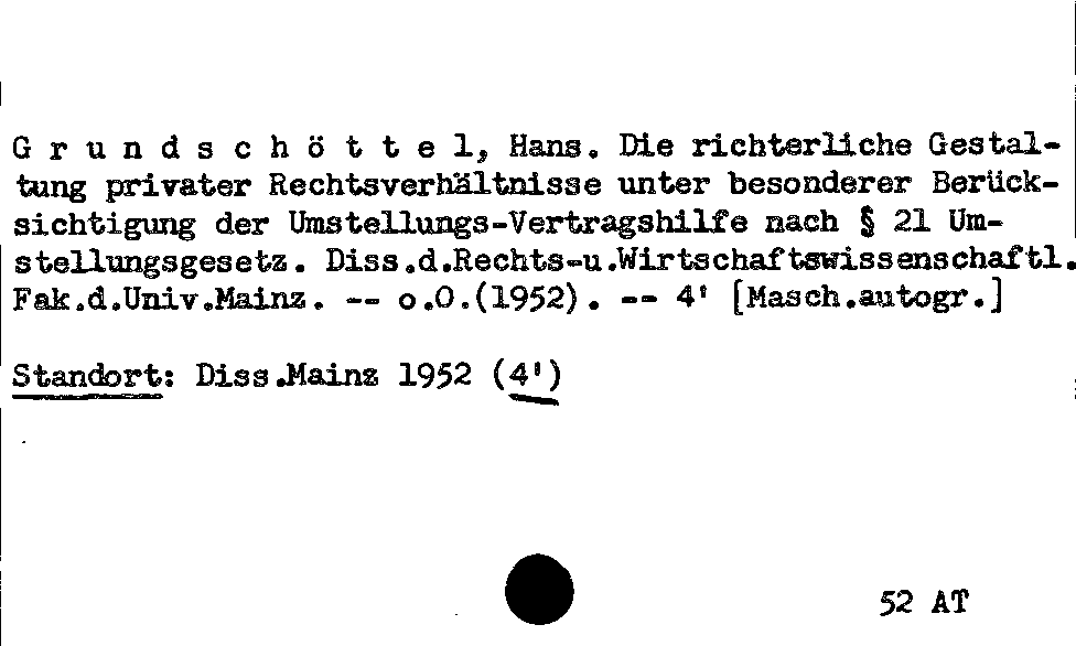 [Katalogkarte Dissertationenkatalog bis 1980]