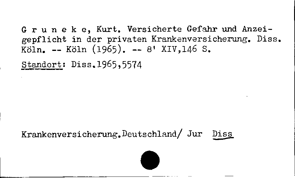 [Katalogkarte Dissertationenkatalog bis 1980]