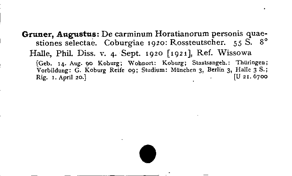 [Katalogkarte Dissertationenkatalog bis 1980]