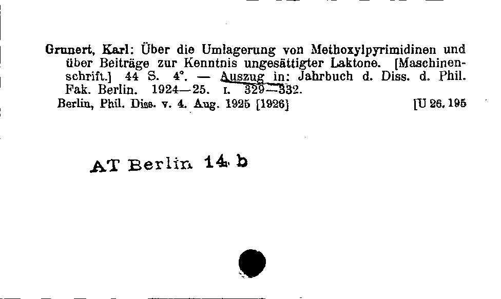 [Katalogkarte Dissertationenkatalog bis 1980]