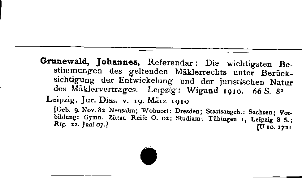 [Katalogkarte Dissertationenkatalog bis 1980]