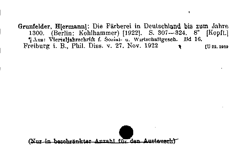 [Katalogkarte Dissertationenkatalog bis 1980]