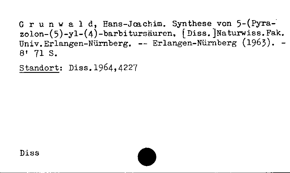 [Katalogkarte Dissertationenkatalog bis 1980]