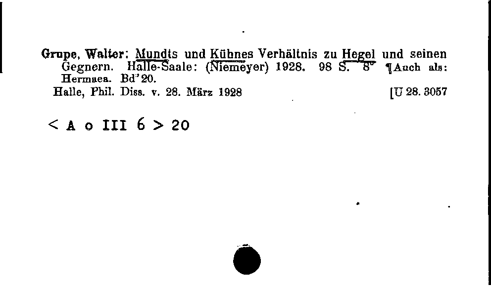 [Katalogkarte Dissertationenkatalog bis 1980]