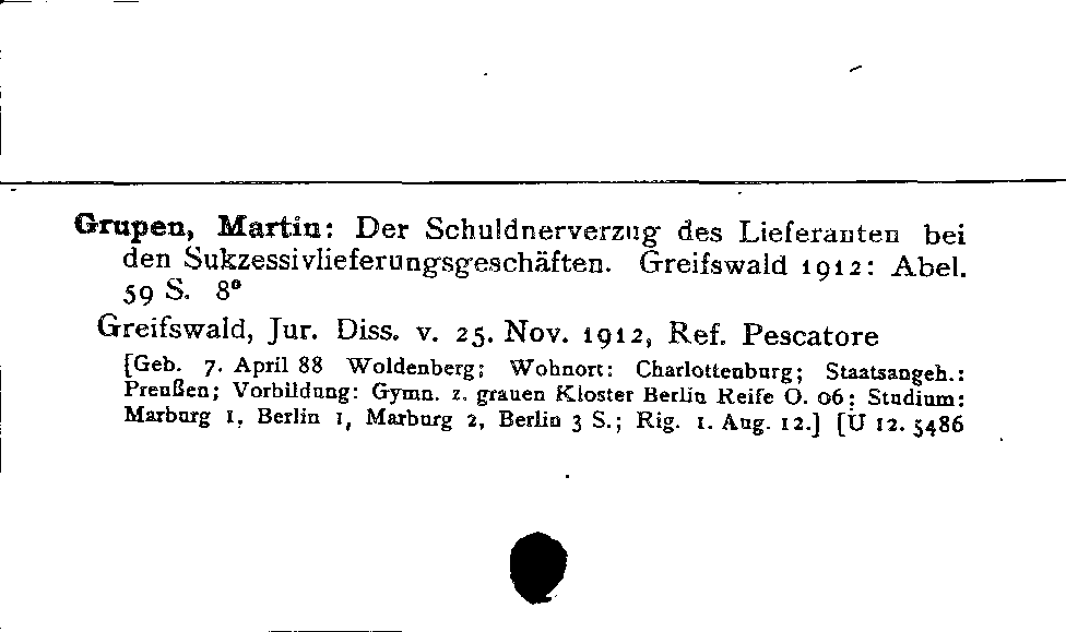 [Katalogkarte Dissertationenkatalog bis 1980]