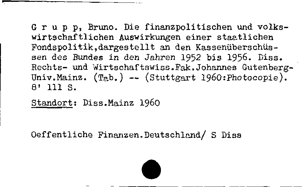 [Katalogkarte Dissertationenkatalog bis 1980]