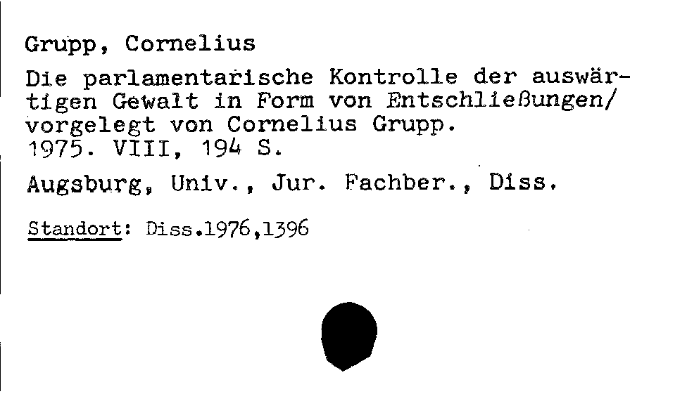 [Katalogkarte Dissertationenkatalog bis 1980]