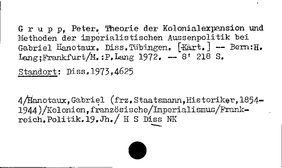 [Katalogkarte Dissertationenkatalog bis 1980]