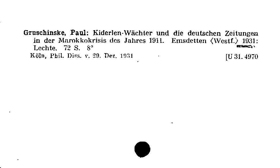 [Katalogkarte Dissertationenkatalog bis 1980]