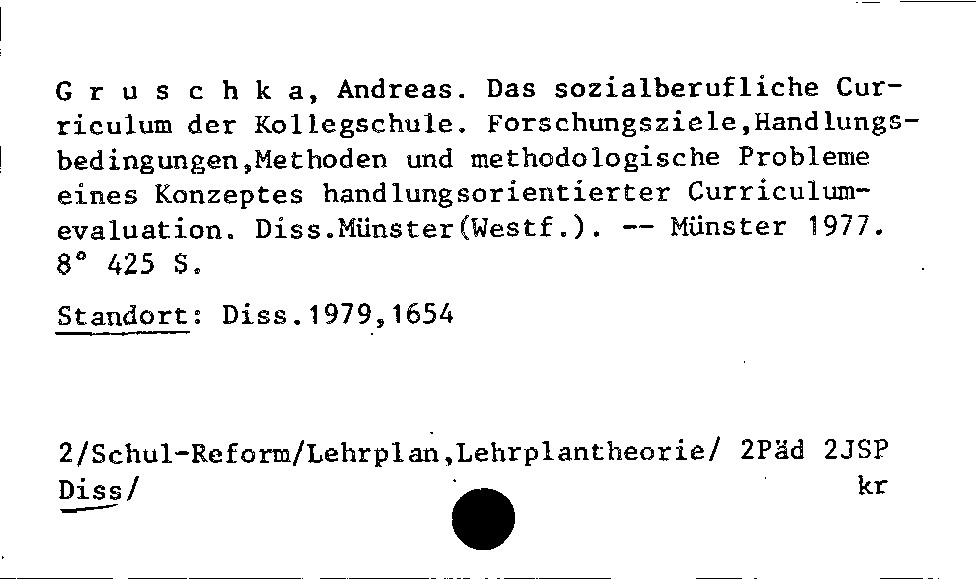 [Katalogkarte Dissertationenkatalog bis 1980]