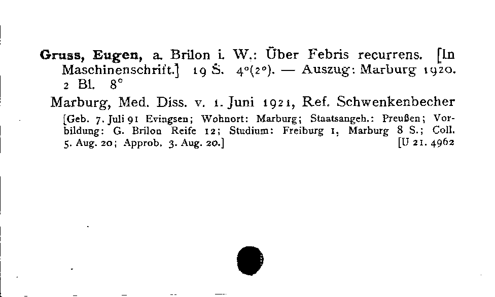 [Katalogkarte Dissertationenkatalog bis 1980]