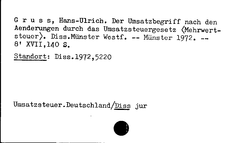 [Katalogkarte Dissertationenkatalog bis 1980]