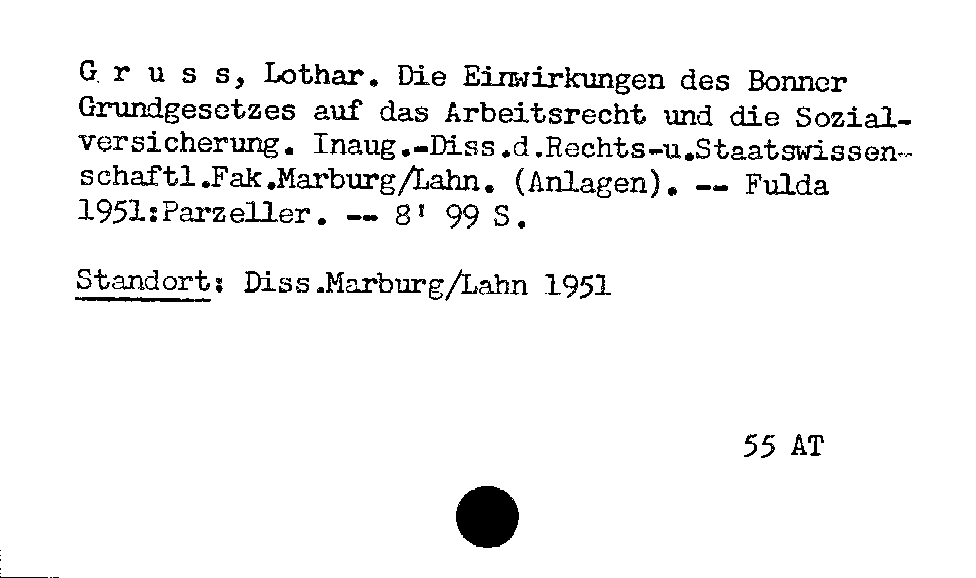 [Katalogkarte Dissertationenkatalog bis 1980]