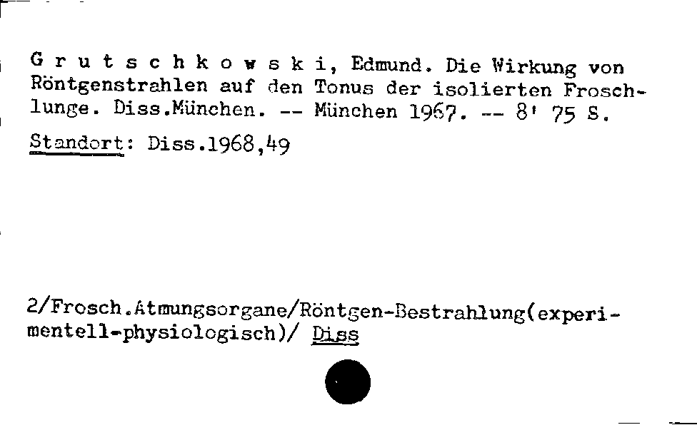 [Katalogkarte Dissertationenkatalog bis 1980]