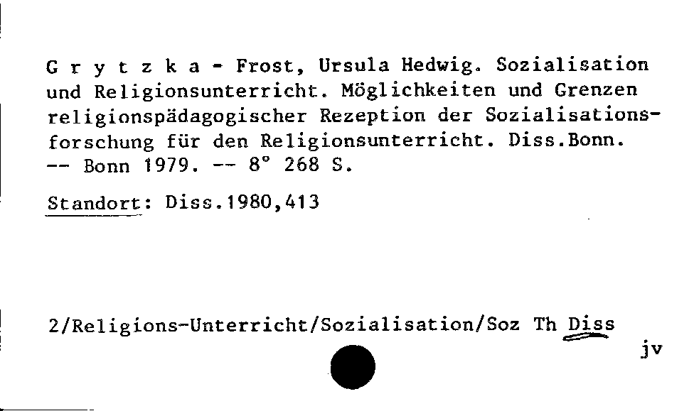 [Katalogkarte Dissertationenkatalog bis 1980]