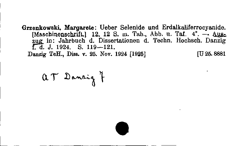 [Katalogkarte Dissertationenkatalog bis 1980]