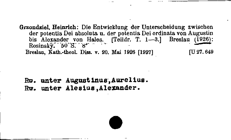 [Katalogkarte Dissertationenkatalog bis 1980]