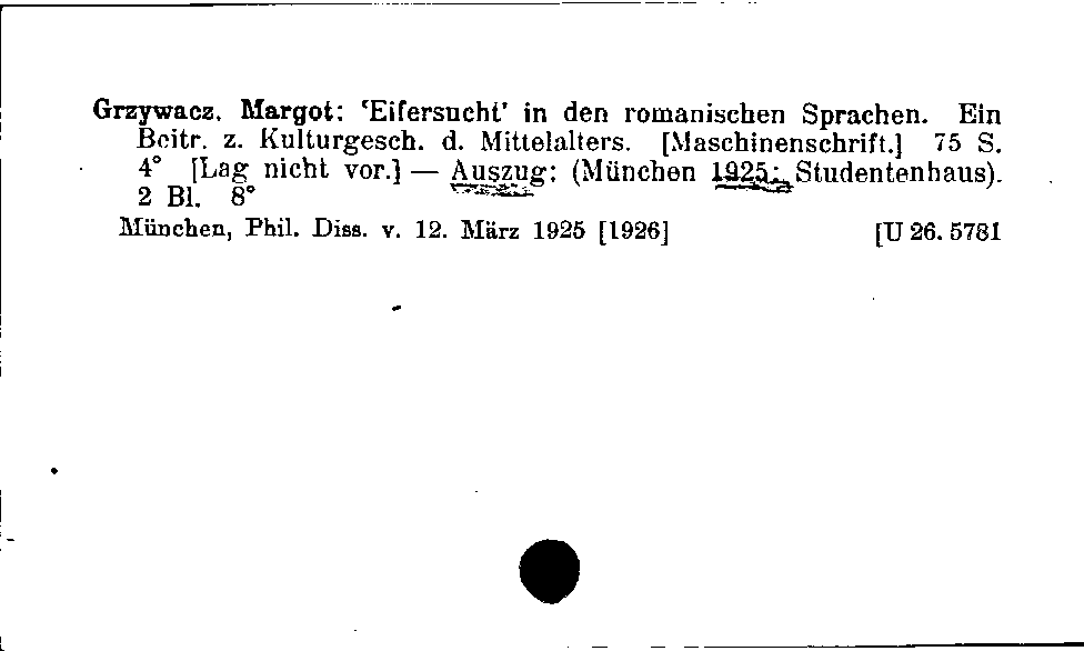 [Katalogkarte Dissertationenkatalog bis 1980]