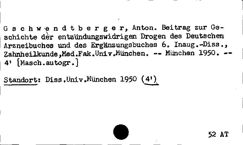 [Katalogkarte Dissertationenkatalog bis 1980]