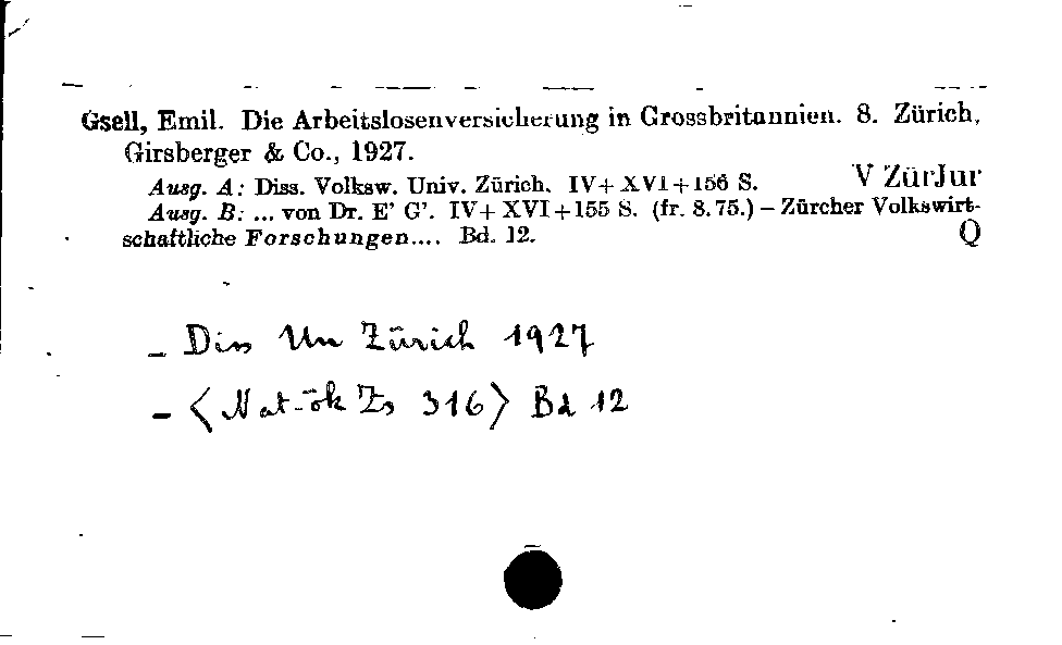 [Katalogkarte Dissertationenkatalog bis 1980]