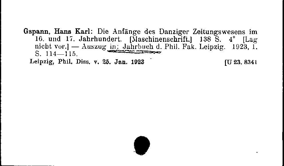 [Katalogkarte Dissertationenkatalog bis 1980]