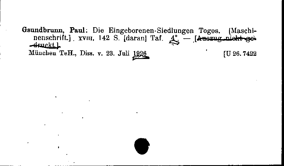 [Katalogkarte Dissertationenkatalog bis 1980]