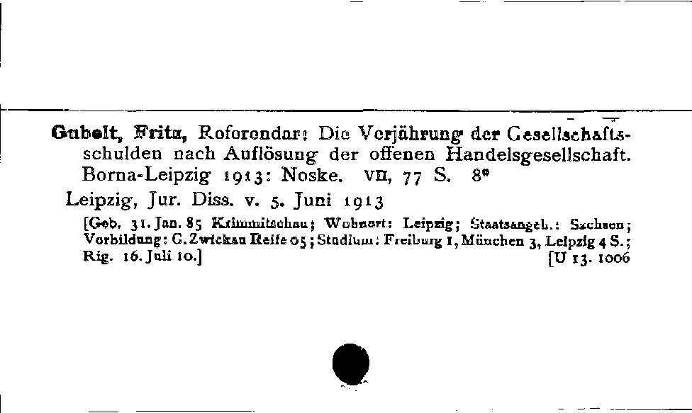 [Katalogkarte Dissertationenkatalog bis 1980]