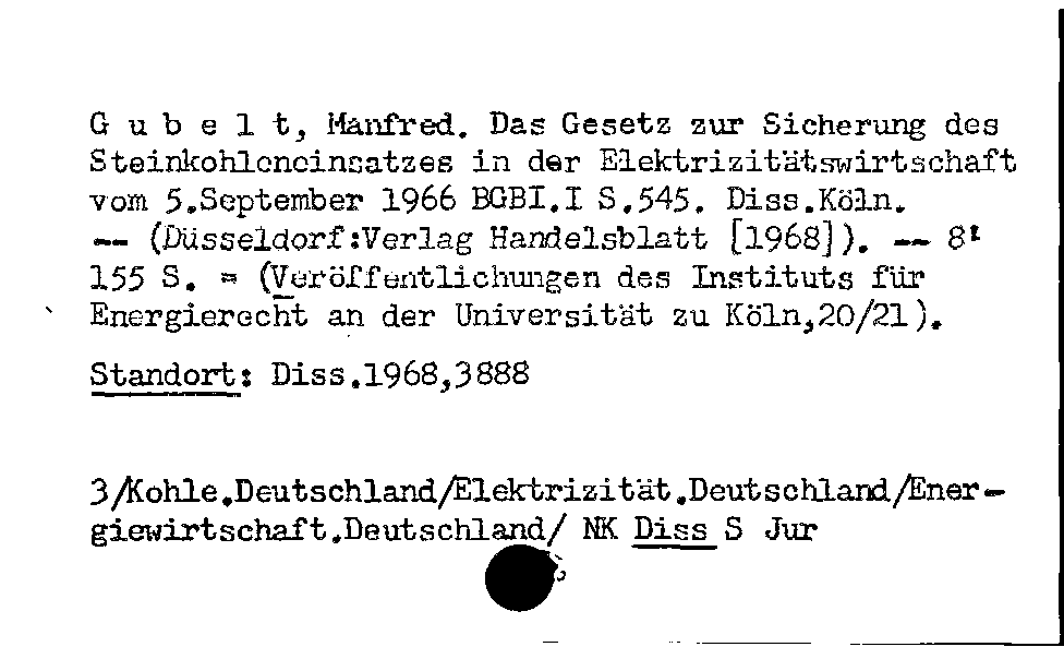 [Katalogkarte Dissertationenkatalog bis 1980]