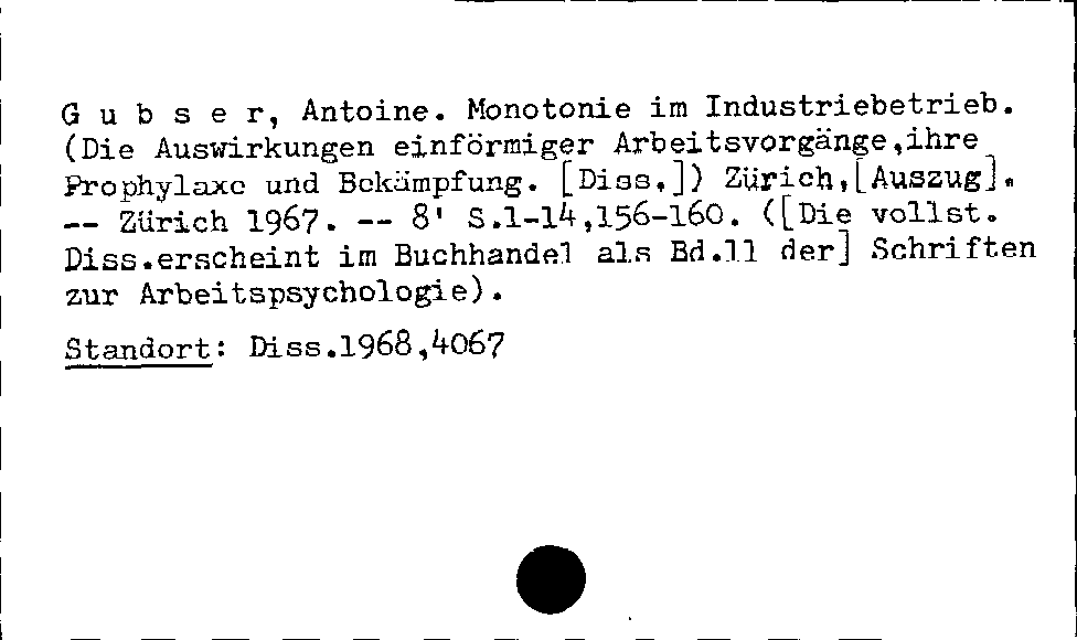 [Katalogkarte Dissertationenkatalog bis 1980]