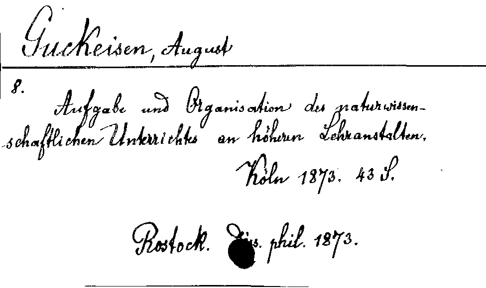 [Katalogkarte Dissertationenkatalog bis 1980]