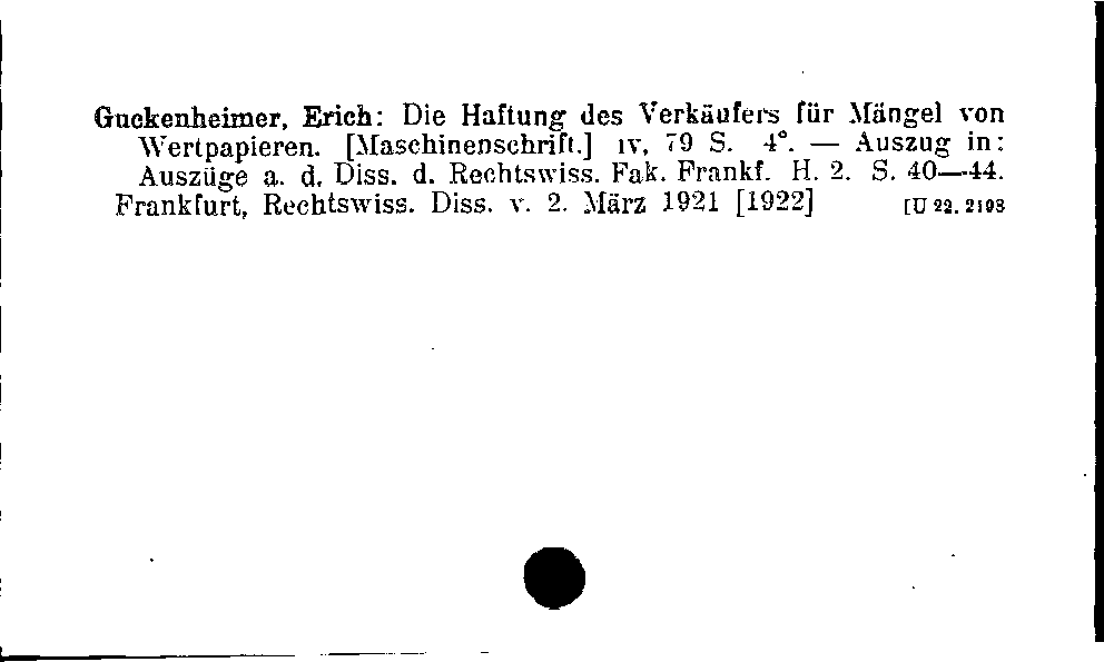 [Katalogkarte Dissertationenkatalog bis 1980]