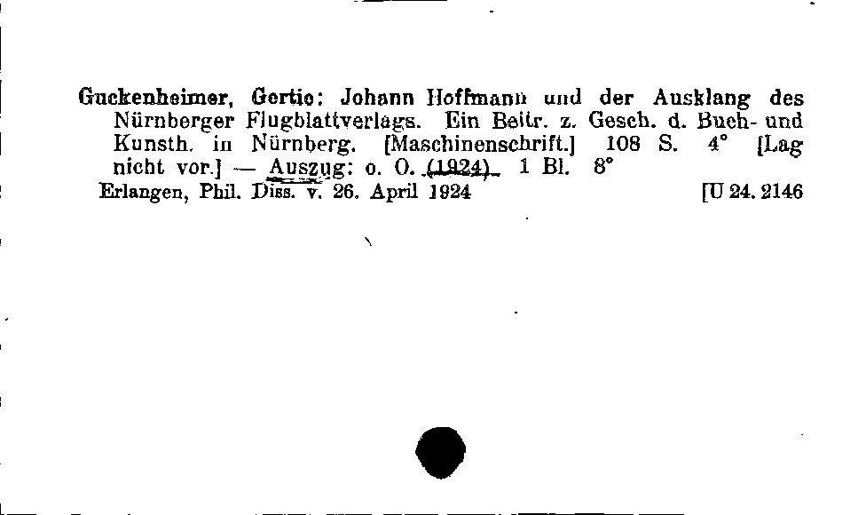 [Katalogkarte Dissertationenkatalog bis 1980]