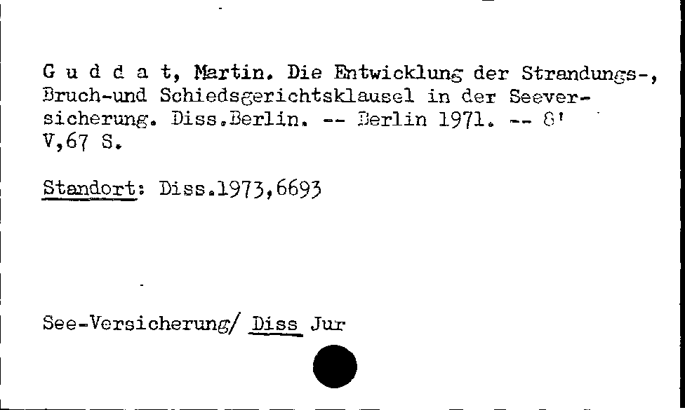 [Katalogkarte Dissertationenkatalog bis 1980]