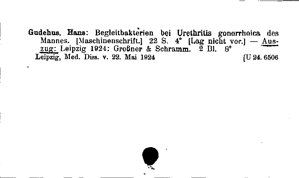 [Katalogkarte Dissertationenkatalog bis 1980]