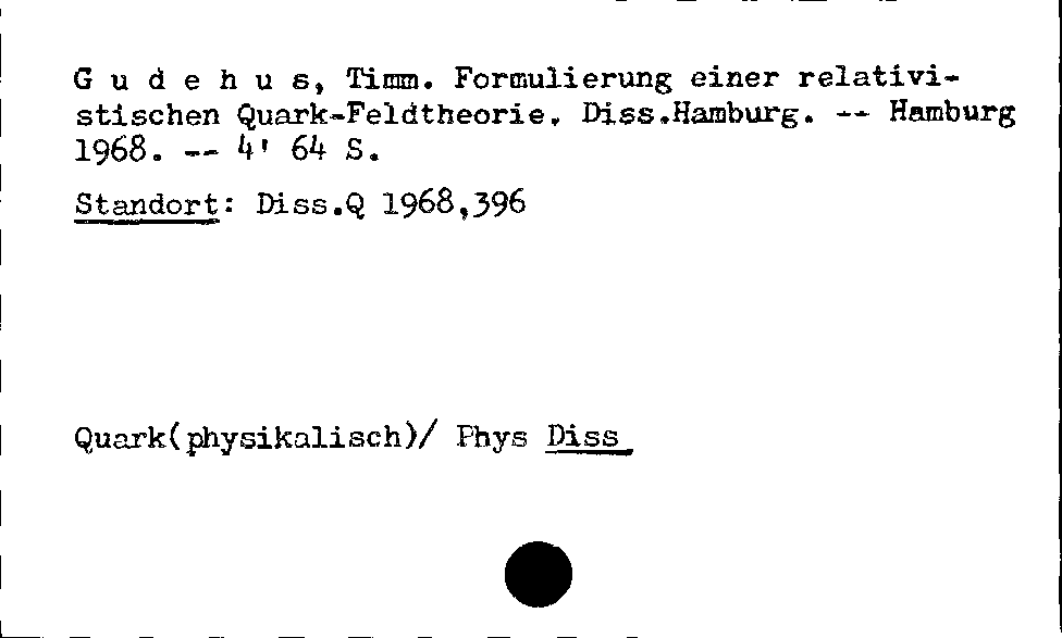 [Katalogkarte Dissertationenkatalog bis 1980]