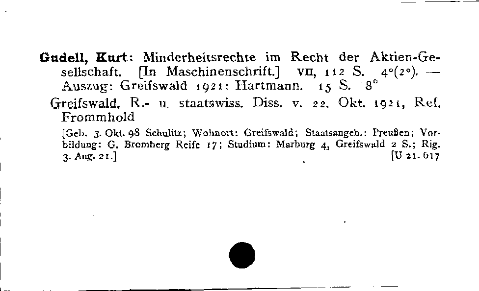 [Katalogkarte Dissertationenkatalog bis 1980]