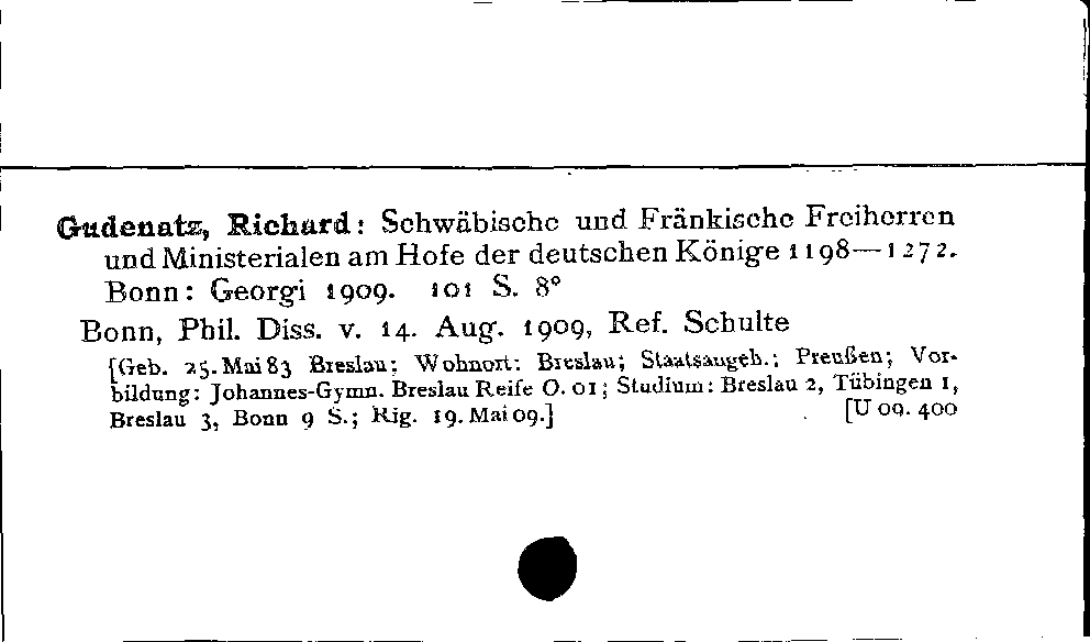 [Katalogkarte Dissertationenkatalog bis 1980]