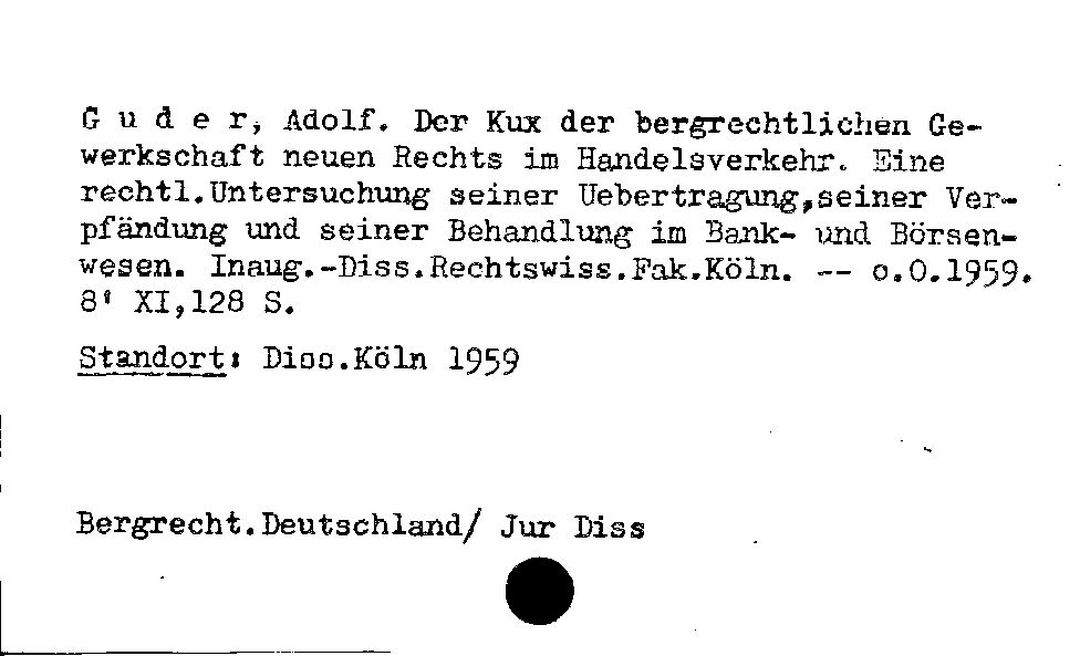 [Katalogkarte Dissertationenkatalog bis 1980]