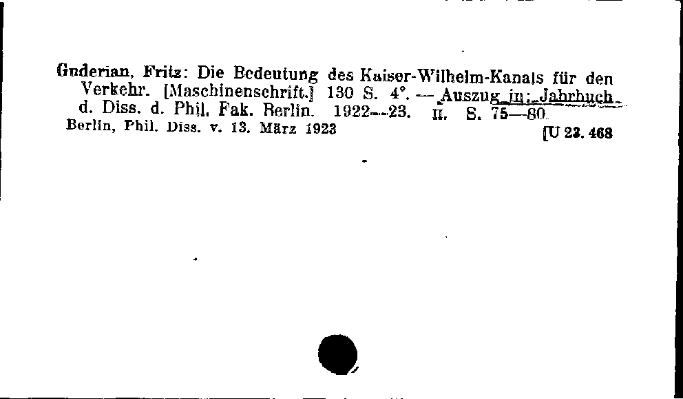 [Katalogkarte Dissertationenkatalog bis 1980]