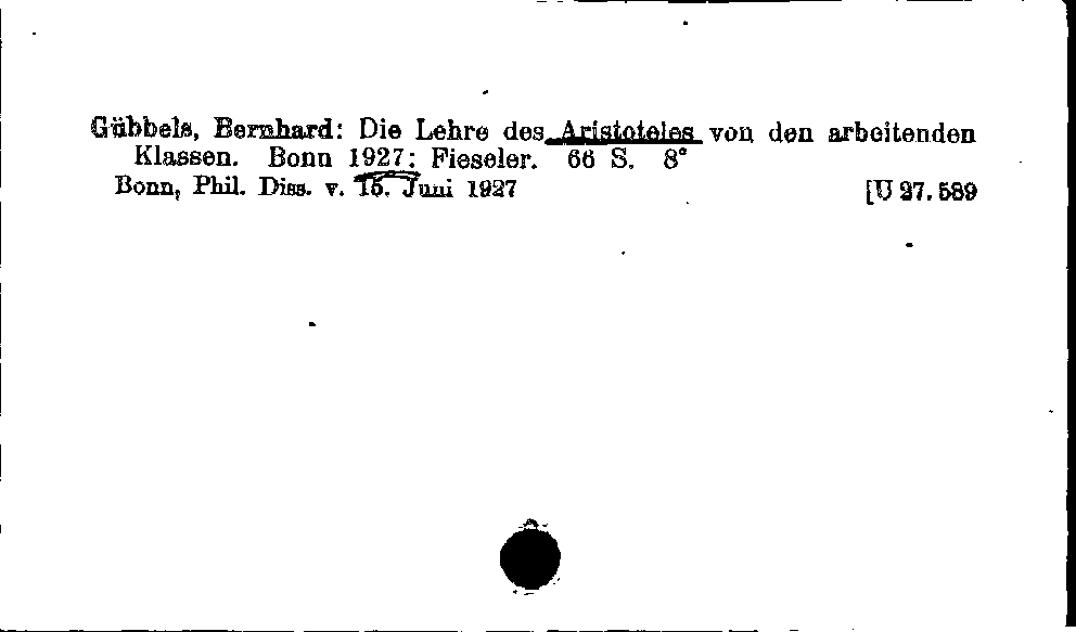 [Katalogkarte Dissertationenkatalog bis 1980]