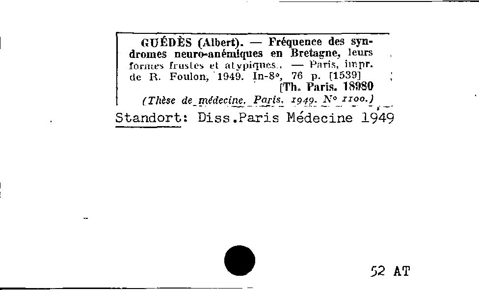 [Katalogkarte Dissertationenkatalog bis 1980]