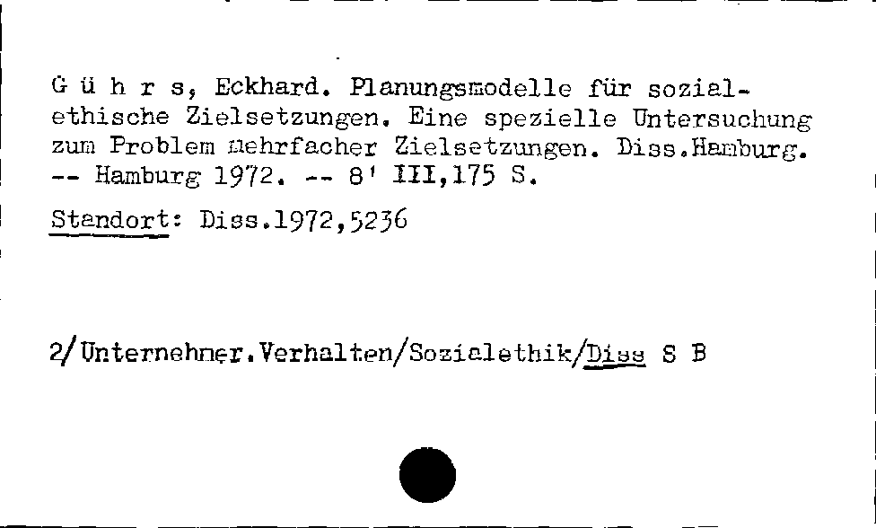 [Katalogkarte Dissertationenkatalog bis 1980]