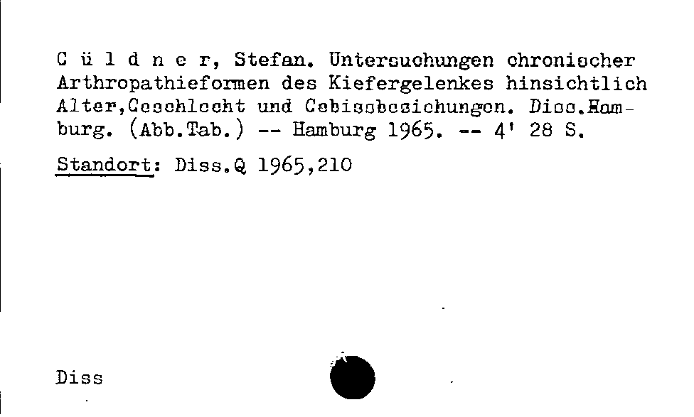 [Katalogkarte Dissertationenkatalog bis 1980]