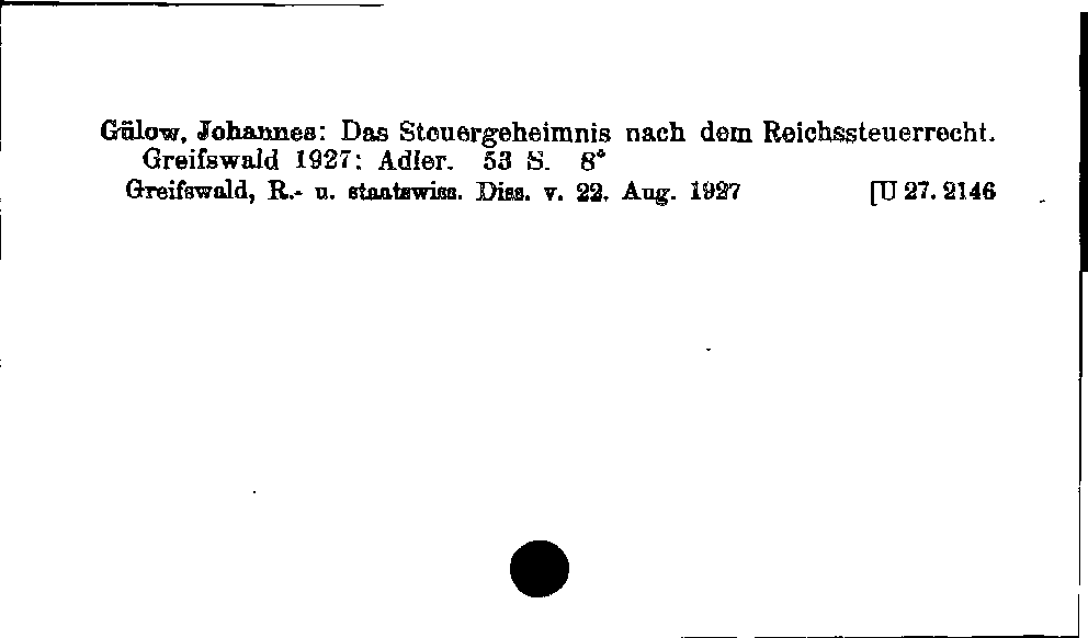 [Katalogkarte Dissertationenkatalog bis 1980]