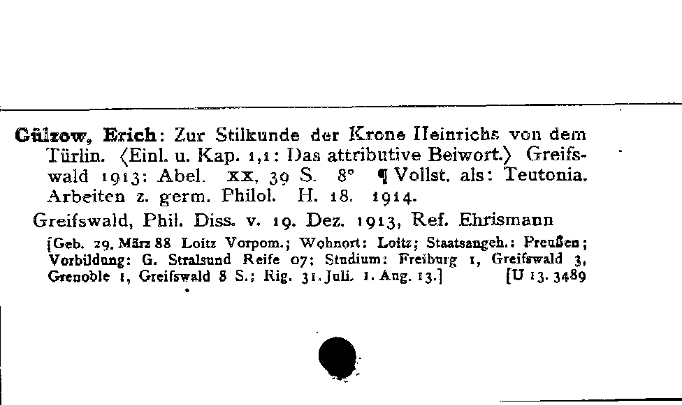 [Katalogkarte Dissertationenkatalog bis 1980]