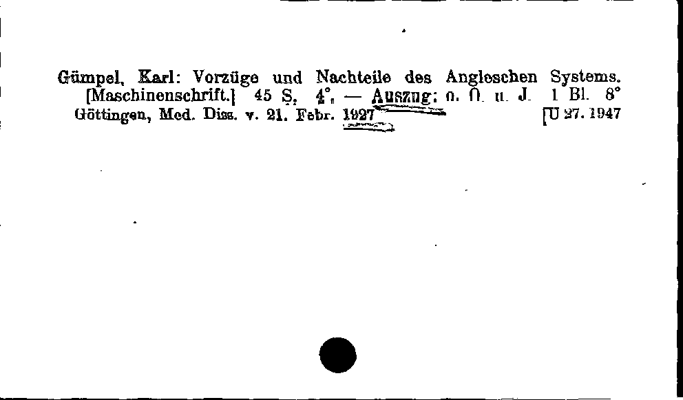 [Katalogkarte Dissertationenkatalog bis 1980]