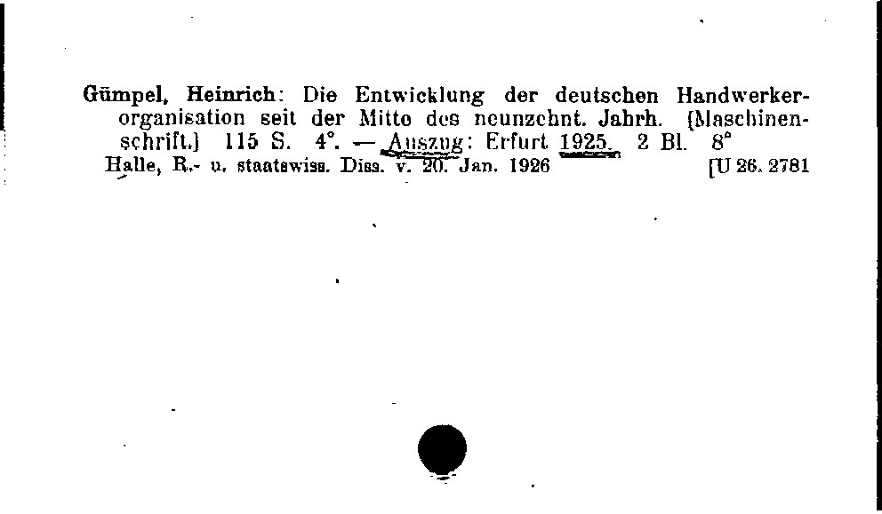 [Katalogkarte Dissertationenkatalog bis 1980]