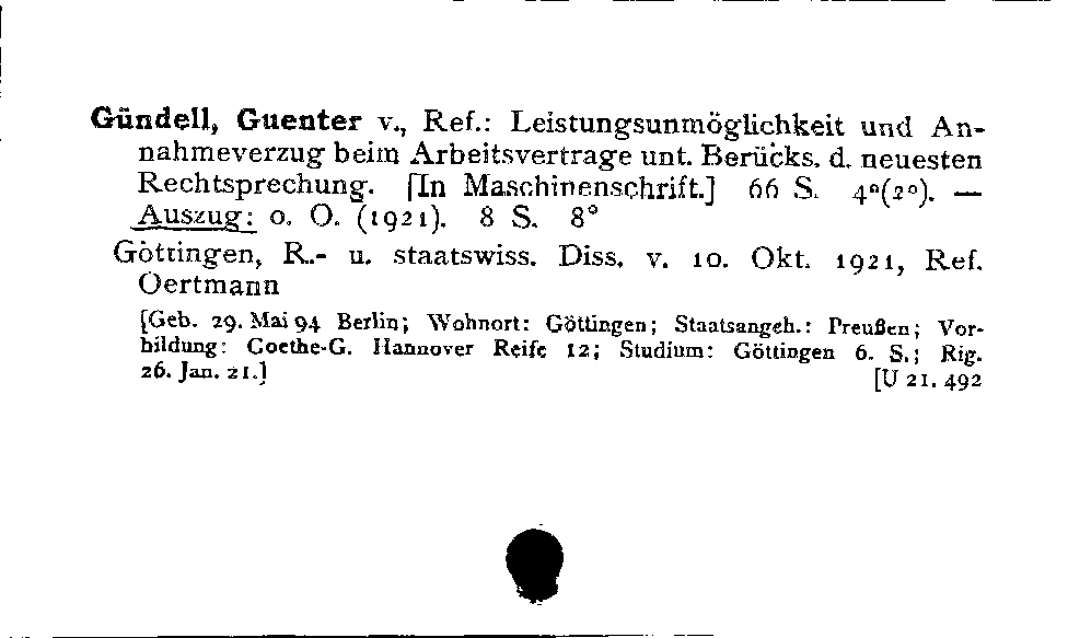 [Katalogkarte Dissertationenkatalog bis 1980]