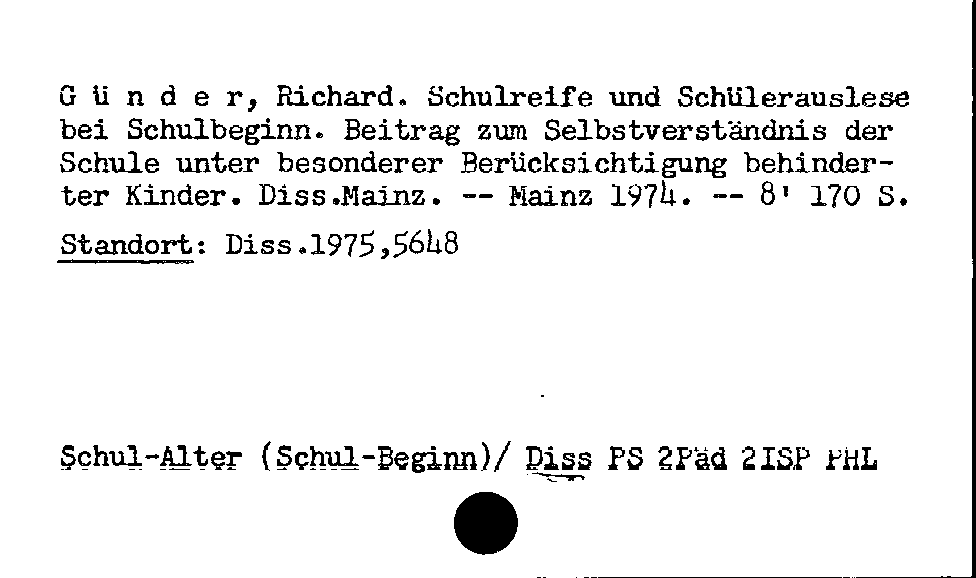 [Katalogkarte Dissertationenkatalog bis 1980]