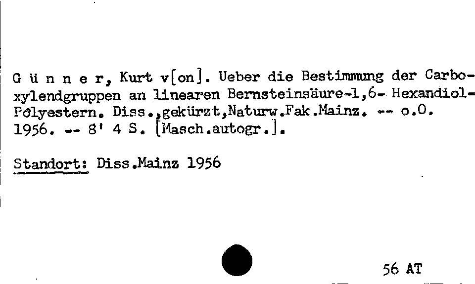 [Katalogkarte Dissertationenkatalog bis 1980]